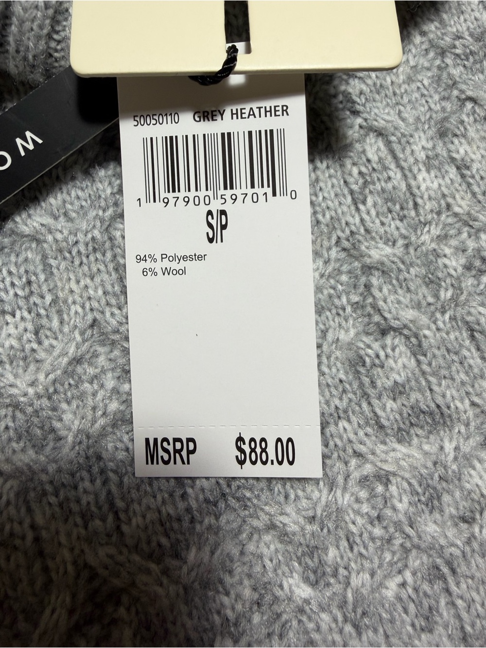 NWT Women's Light Gray Cable Turtleneck Sweater - Picture 7 of 7